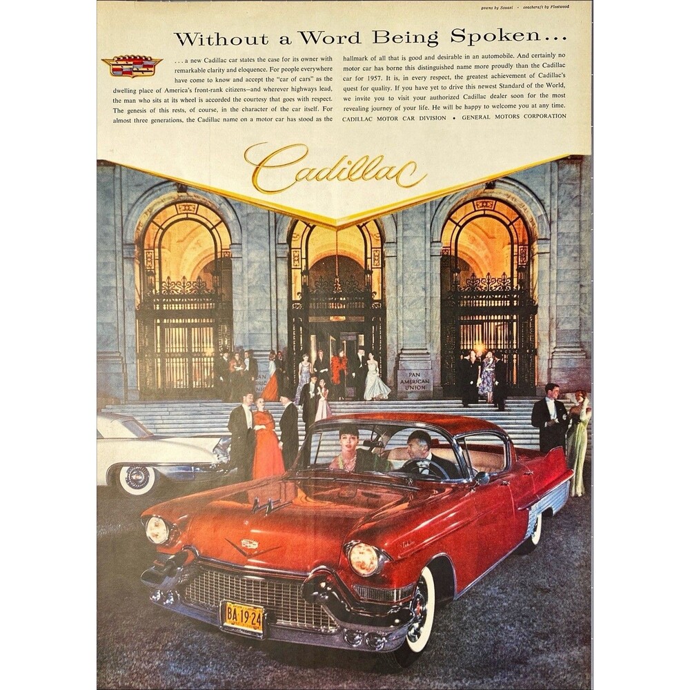 Cadillac "Without a Word Being Spoken" Vintage Print Ad 1957